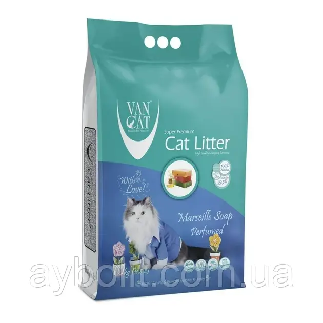 Наповнювач для котячого туалету Van Cat Marseille Soap Бентонітовий грудкувальний 10 кг (12 л)(7412), фото 1