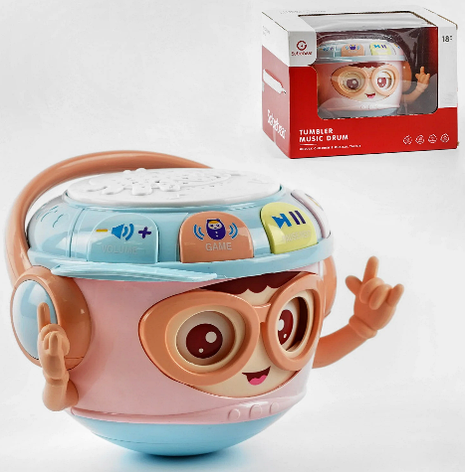 Розвивальна музична іграшка-неваляйко з барабаном, фото 1