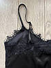 Жіноча атласна піжама майка шорти чорна, фото 3