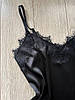 Жіноча атласна піжама майка шорти чорна, фото 4