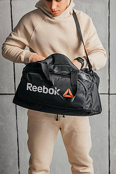 Чоловіча спортивна сумка Reebok. Містка, якісна тканина Оксфорд. Чорна.