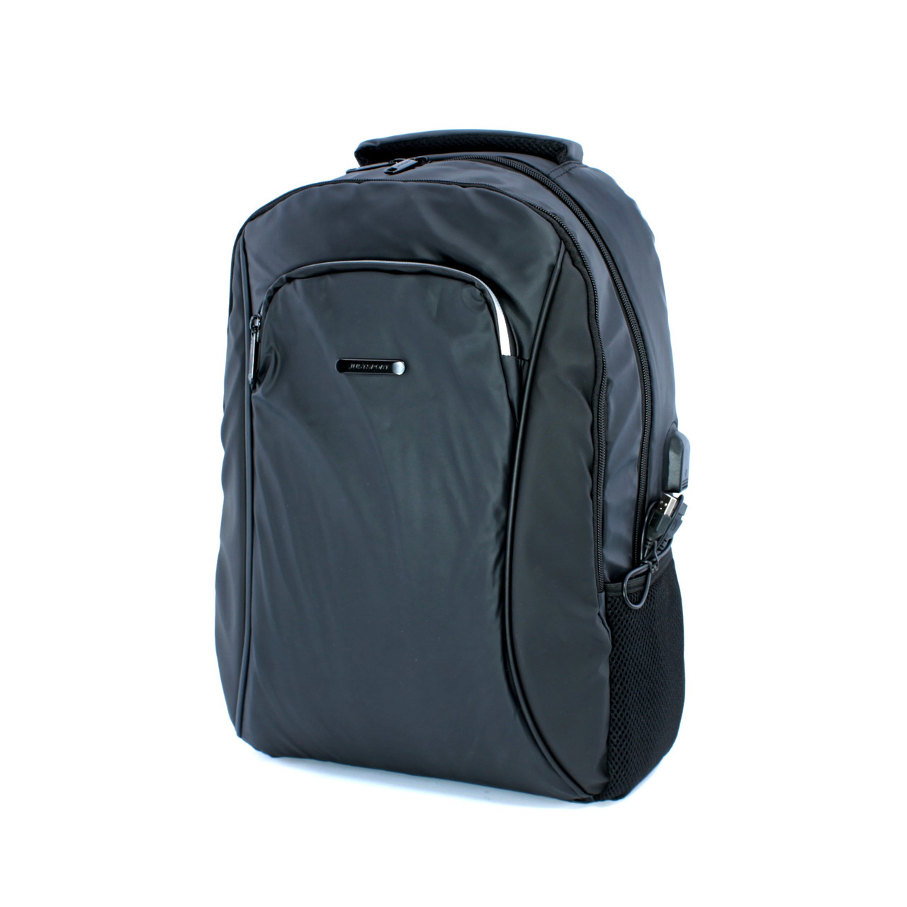 Міський рюкзак 17,5 л, два відділи, USB роз'єм + кабель, фронтальна кишеня розмір: 45*30*13 см, чорний