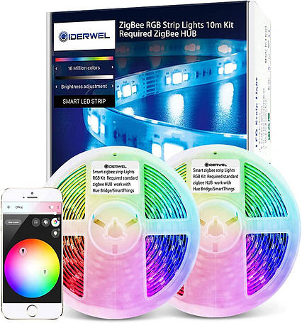 Комплект світлодіодних стрічок GIDERWEL Smart ZigBee 32,8 фута RGB з регульованою яскравістю і кон, Amazon, Німеччина, фото 1