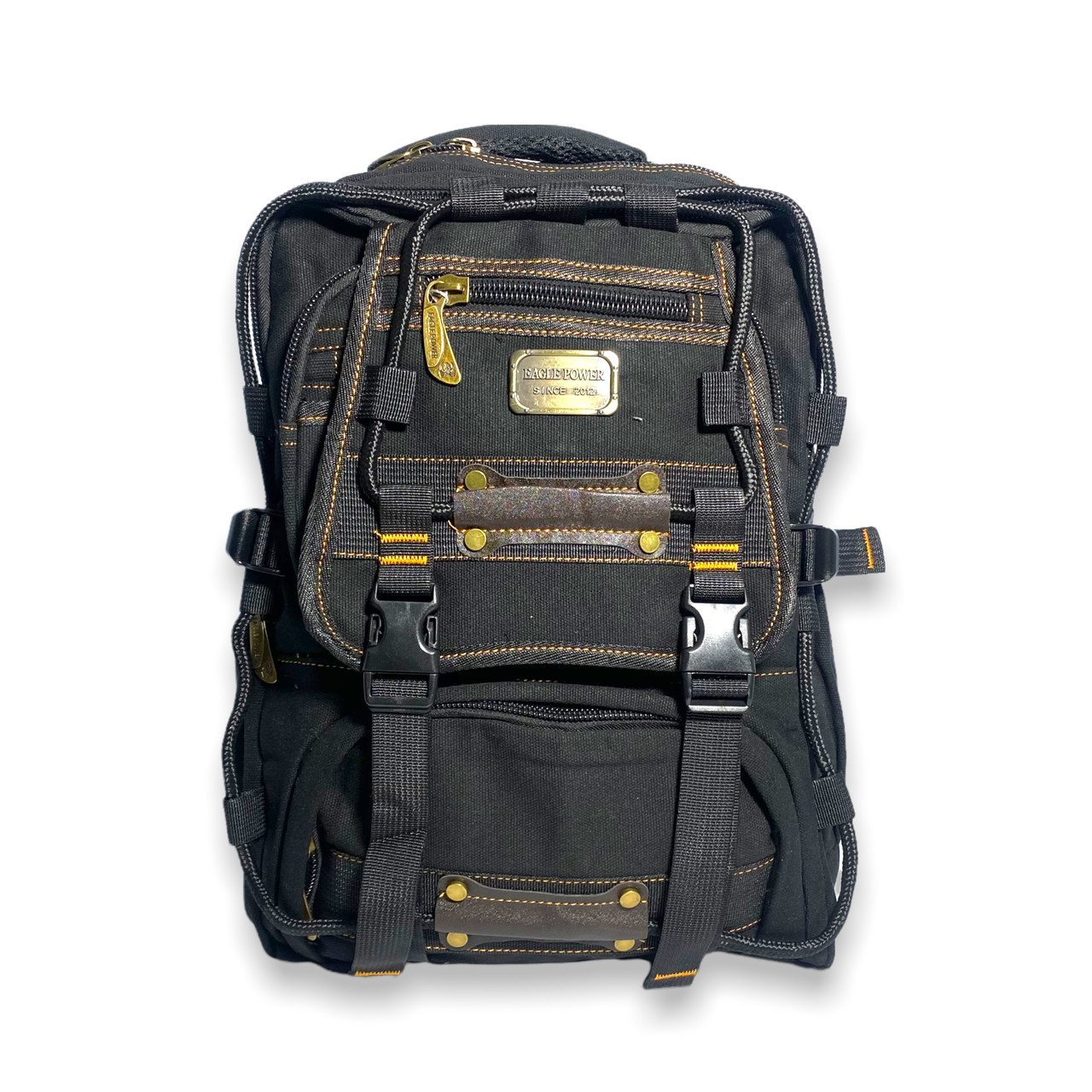 Рюкзак брезентовий середнього розміру 98208EP, два відділи, фронтальні кишені розмір 40*30*15см чорний