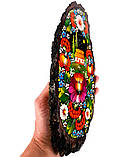 Картина на зрізі дерева панно на стіну сувенір Петриківський розпис 29x15см ЛІТНІЙ ПЕЙЗАЖ інтер'єр Україна, фото 4