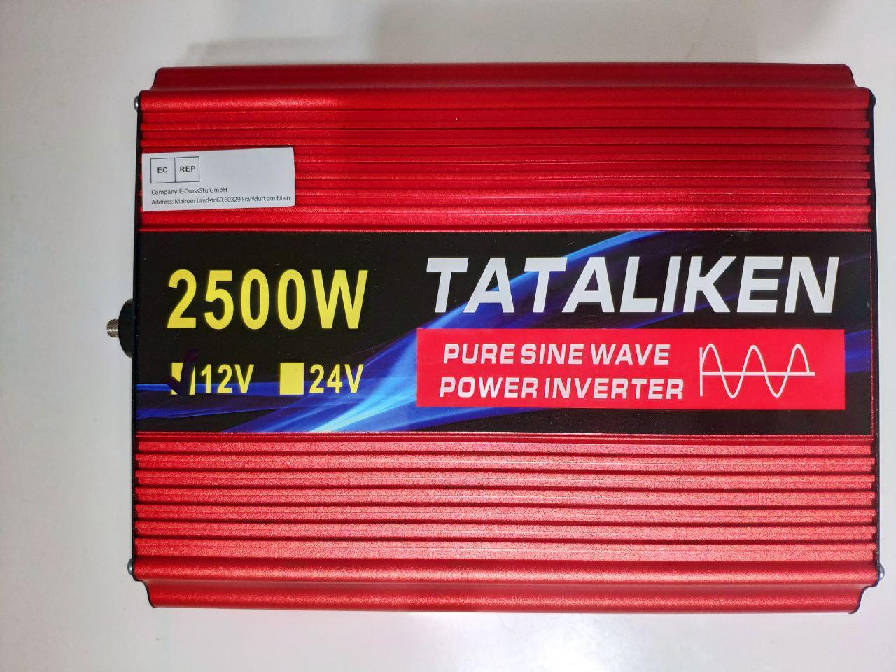 Інвертор перетворювач напруги TATALIKEN 2500W DC 12V в AC 220V чиста синусоїда LED екран