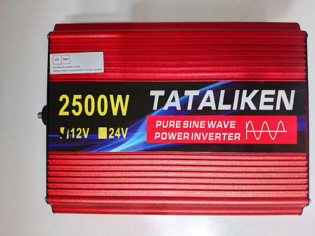 Інвертор перетворювач напруги TATALIKEN 2500W DC 12V в AC 220V чиста синусоїда LED екран, фото 2