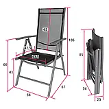 Крісло садове розкладне 2 шт. алюміній, фото 5