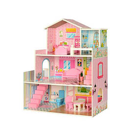 Ігровий будиночок із меблями триповерховий дерев'яний для ляльок