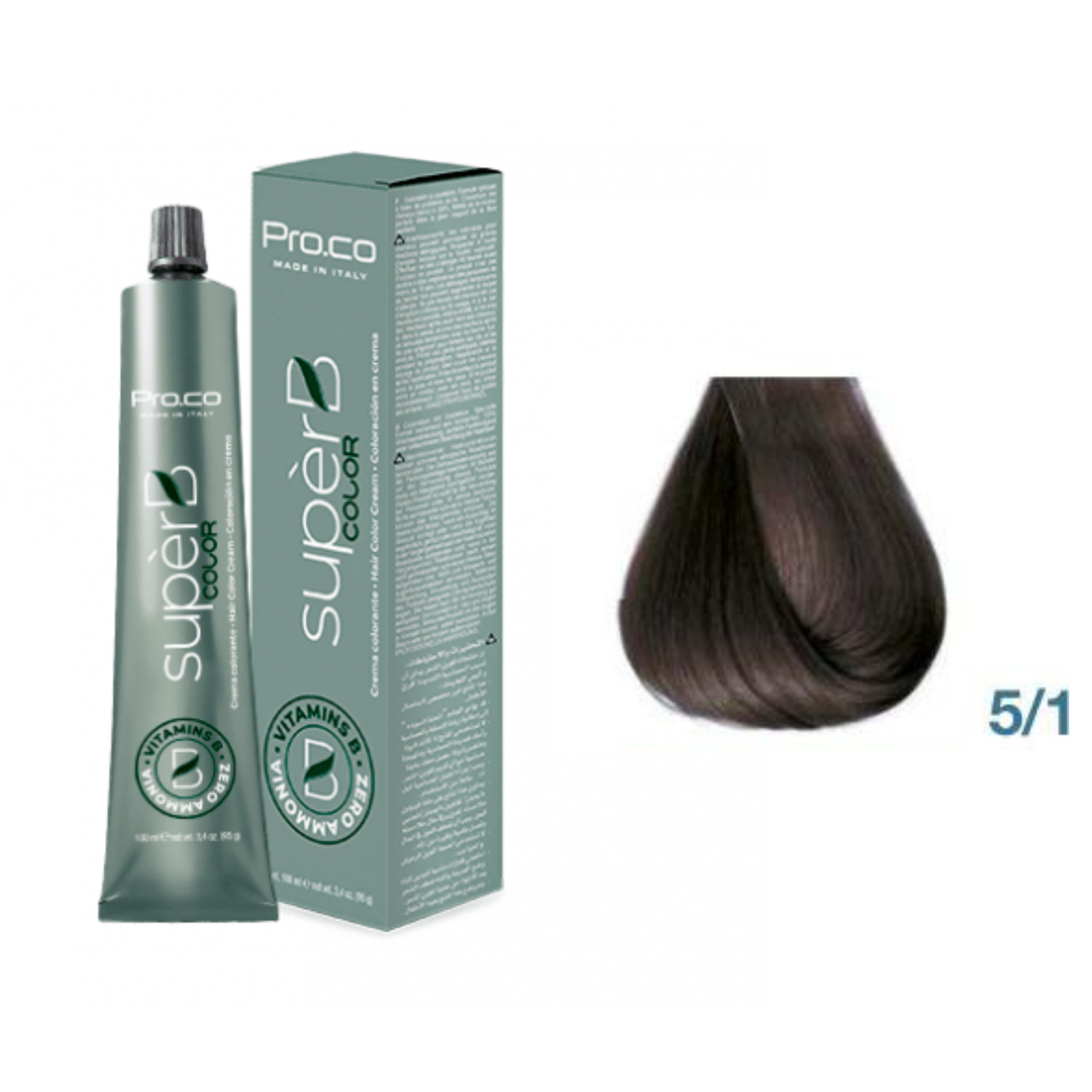Фарба для волосся безаміачна Pro.Color Super B Hair Color Cream №5.1 Ash Light Brown 100 мл, фото 1