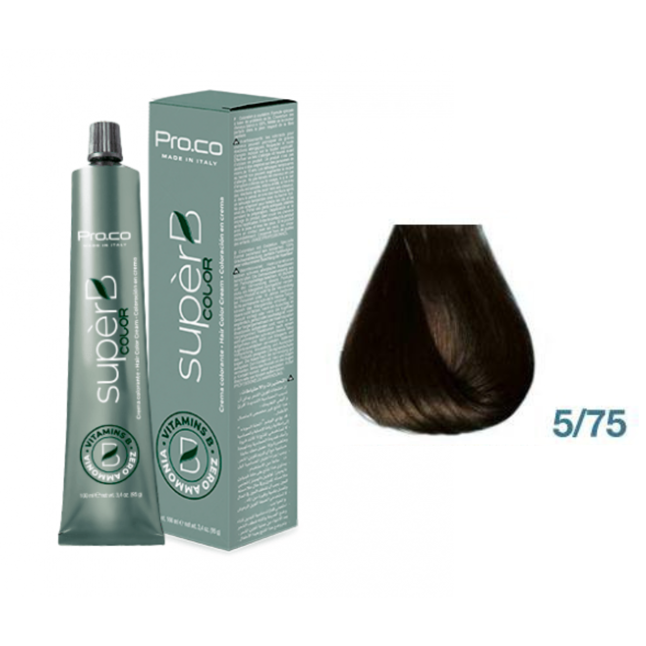 Фарба для волосся безаміачна Pro.Color Super B Hair Color Cream №5.75 Light Brown Chocolate 100 мл, фото 1