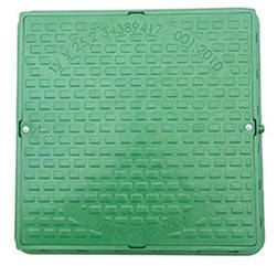 Люк смотровых колодцев полимерный "Квадратный" 680х680 1т (зеленый) с замком