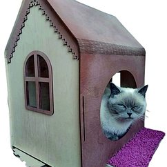Будиночок для кота | Дерев'яний будиночок для кота | Будиночок для Кішки з Кошенятами