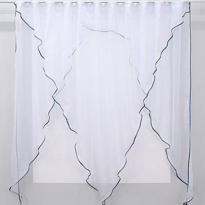 Кухонна фіранка (280х170см.), на карниз 1,5-2м. Колір білий з сірим. Код 009к 50-442