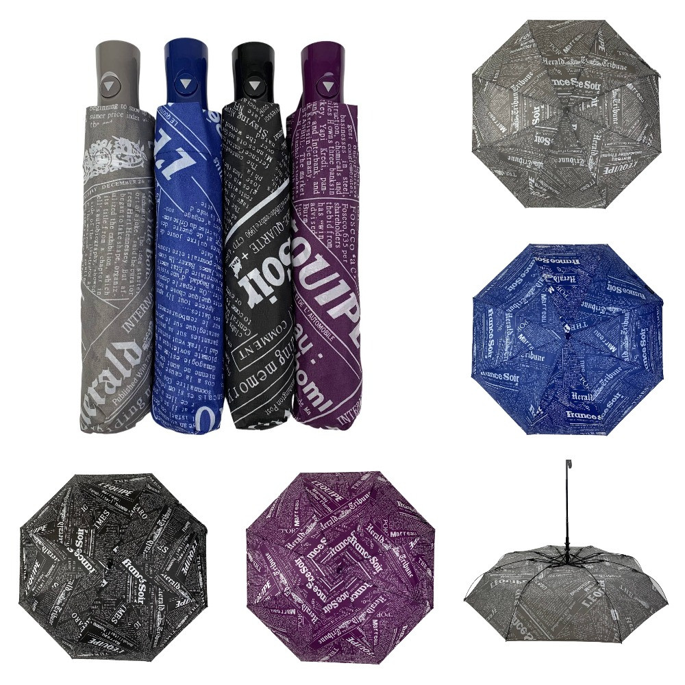 Жіноча парасоля напівавтомат від TNEBEST на 8 спиць, газетний принт, 611