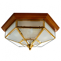 Потолочный светильник с деревянным основанием шестиугольной формы