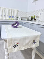 Доріжка на стіл з вишивкою "Лаванда" 45x140 см. лляна