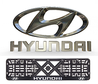 Рамка номерного знака пластик для авто с хромированной рельефной надписью HYUNDAI. Пластиковая рамка