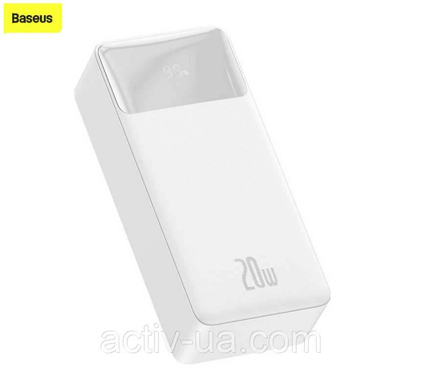Power Bank Baseus PPBD30K на 30000mAh QC 20W, USBx2/micro-USB/USB Type-C (Input/Output), білий