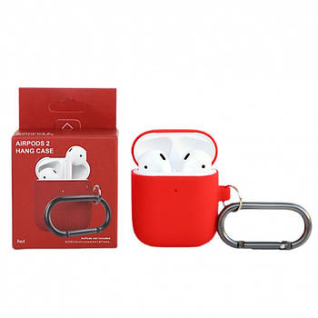 Чохол для навушників AirPods силіконовий з карабіном Червоний (KG-6077)