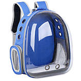 Рюкзак - перенесення для собак і кішок прозорий 42 х 32 х 25 Синій, фото 2