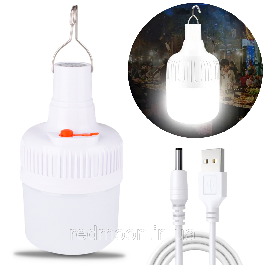 Акумуляторна лампа BK-1820, з USB-зарядкою, Біла / Кемпінгова лампа-ліхтар на акумуляторі