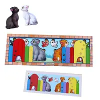 Деревянная игрушка Ubumblebees PSF150 с карточками "Котики за забором"