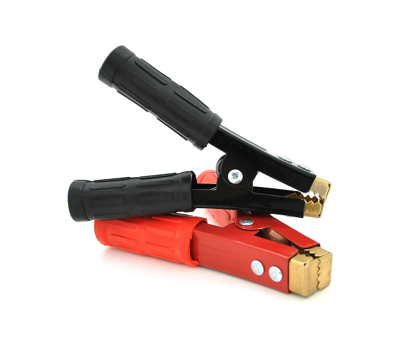 Набір затисків акумуляторних 1000А 155 мм крокодили червоний+чорний з щільним гумовим кожухом