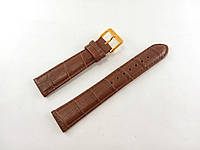 Кожаный ремешок для наручных часов "Nagata"20 мм Spain коричневый текстурный с золотистой пряжкой