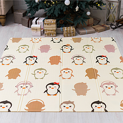 Двосторонній ігровий килимок Пінгвіни Ростомер 1,75*1,55 м товщина 10 мм дитячі термо-килимки з сумкою