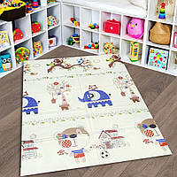 Детский игровой коврик Ростомер-Слоники 1200x1800x8мм складной коврик-трансформер с сумкой непромокающий (283)