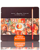Набор цветных карандашей NEW Marco fineart 24 цветов Марко в металле