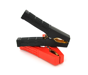 Набір затисків акумуляторних 100А 100 мм крокодили червоний+чорний з щільним гумовим кожухом