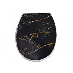 Кришка для унітаза з малюнком чорний мрамур