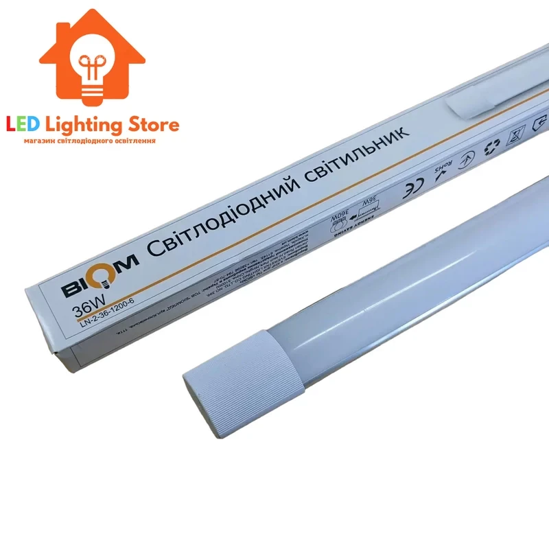 Лінійний LED світильник 36Вт 1200мм 6200К IP20 LN-2-36-1200-6