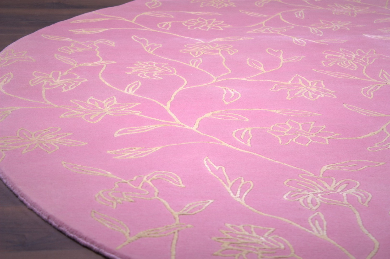 Килим PAL-WOOL&SILK-245X245_BEIGE FLOWERS_PINK_ROUND (Непал), фото 1