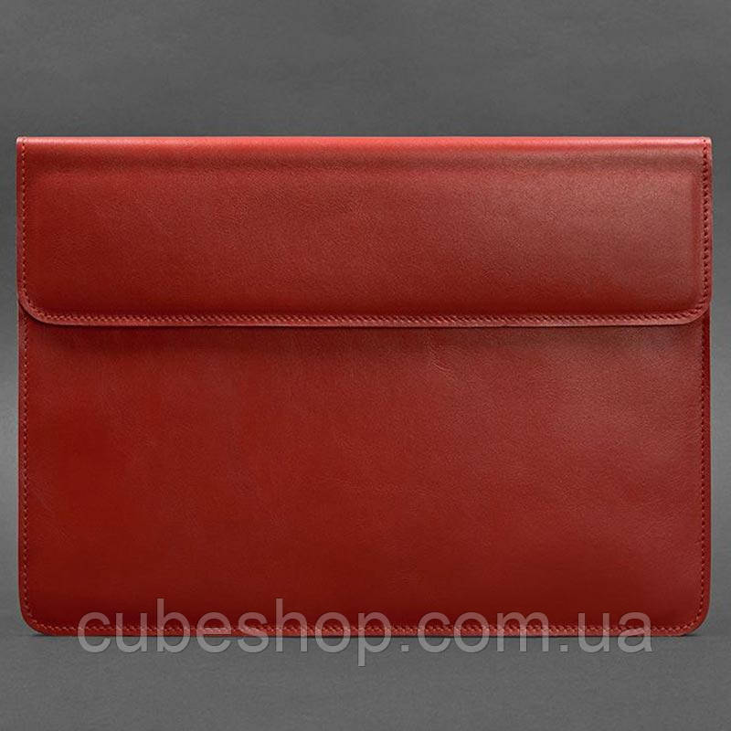 Шкіряний чохол-конверт на магнітах для Macbook 14 (червоний) шкіра Krast