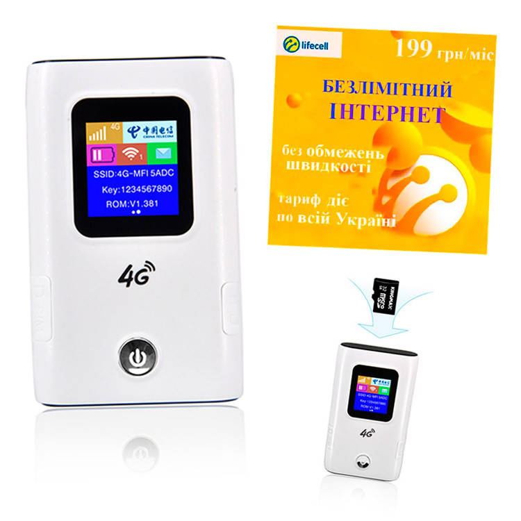 Мобільний 4G WI-FI роутер TIANJIE MF-905 ( Акумулятор 6000 mAh ) + Lifecell (БЕЗЛІМІТ), фото 1