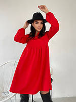 Повседневное короткое женское платье А-силуэта, свободное, красное