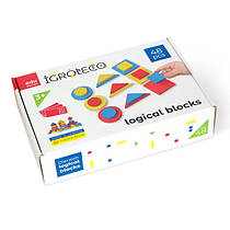 Логічні блоки 48 шт. (по методиці Дьєнеша). 900408, від 3 років, дерев'яні для розвитку логіки та творчості