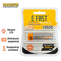 Аккумулятор 18650 батарея 3000mAh "E-Fast", Li-ion аккумуляторная батарейка 3.7V заряжаемая (1 шт.) (NS)