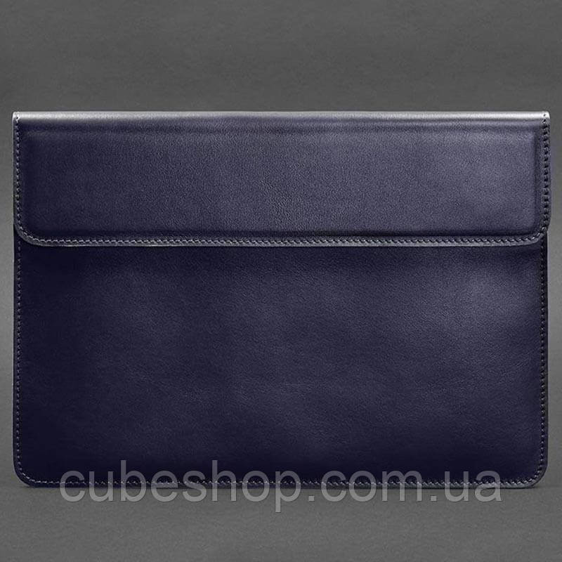 Шкіряний чохол-конверт на магнітах для Macbook 14 (темно-синій) шкіра Krast