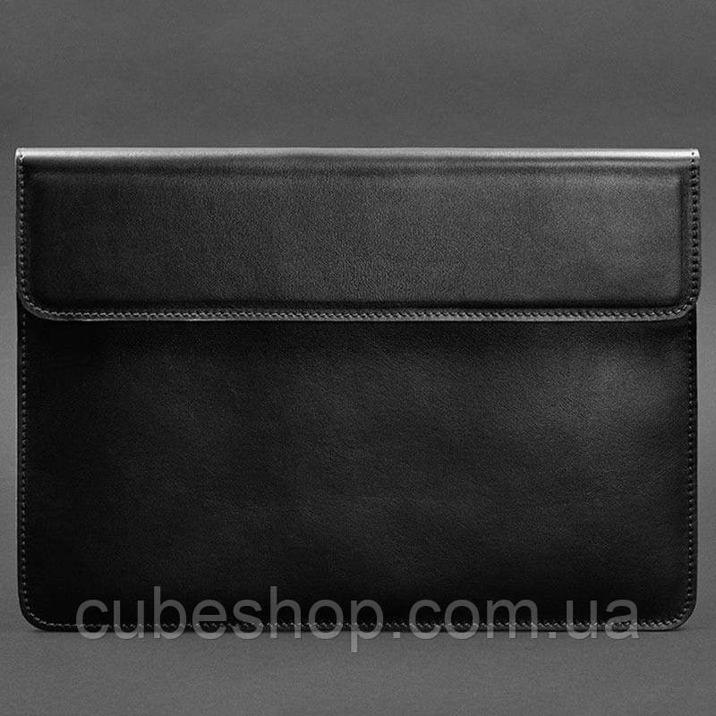 Шкіряний чохол-конверт на магнітах для Macbook 14 (чорний) шкіра Krast, фото 1