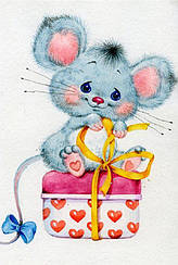 Набір алмазної вишивки "Мишка з подарунком"