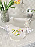 Великодня серветка в хлібницю-корзинку льон з вишивкою 35x35 см., фото 6