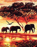 Набор алмазной вышивки триптих "Африканские слоны" (часть 2)