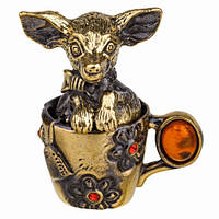 Наперсток сувенир с янтарем Собака Чихуа хуа