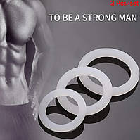 Набір силіконових кілець для чоловічого пеніса, що світяться (3 шт), Прозорий