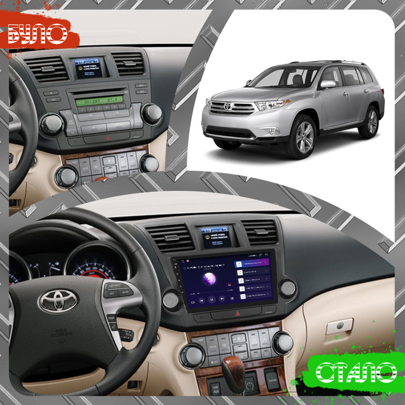 Al Штатна магнітола для Toyota Highlander 2 (U40) 2007-2010 екран 10" 2/32Gb CarPlay 4G Wi-Fi GPS Prime Android, фото 1