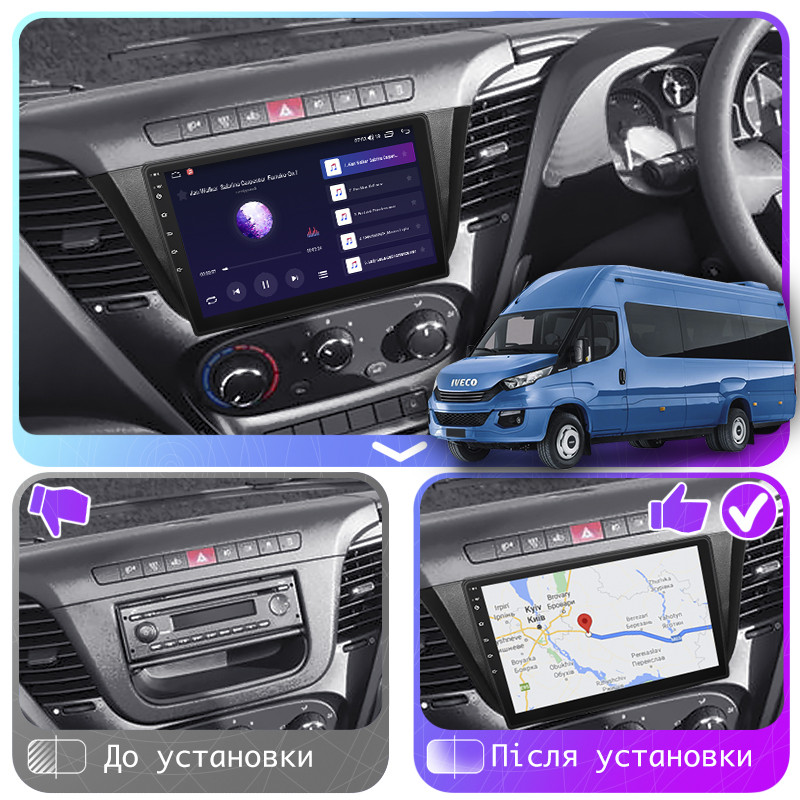 Al Штатна магнітола для IVECO Daily 6 2014-2019 екран 9" 4/64Gb 4G Wi-Fi GPS Top Android, фото 1